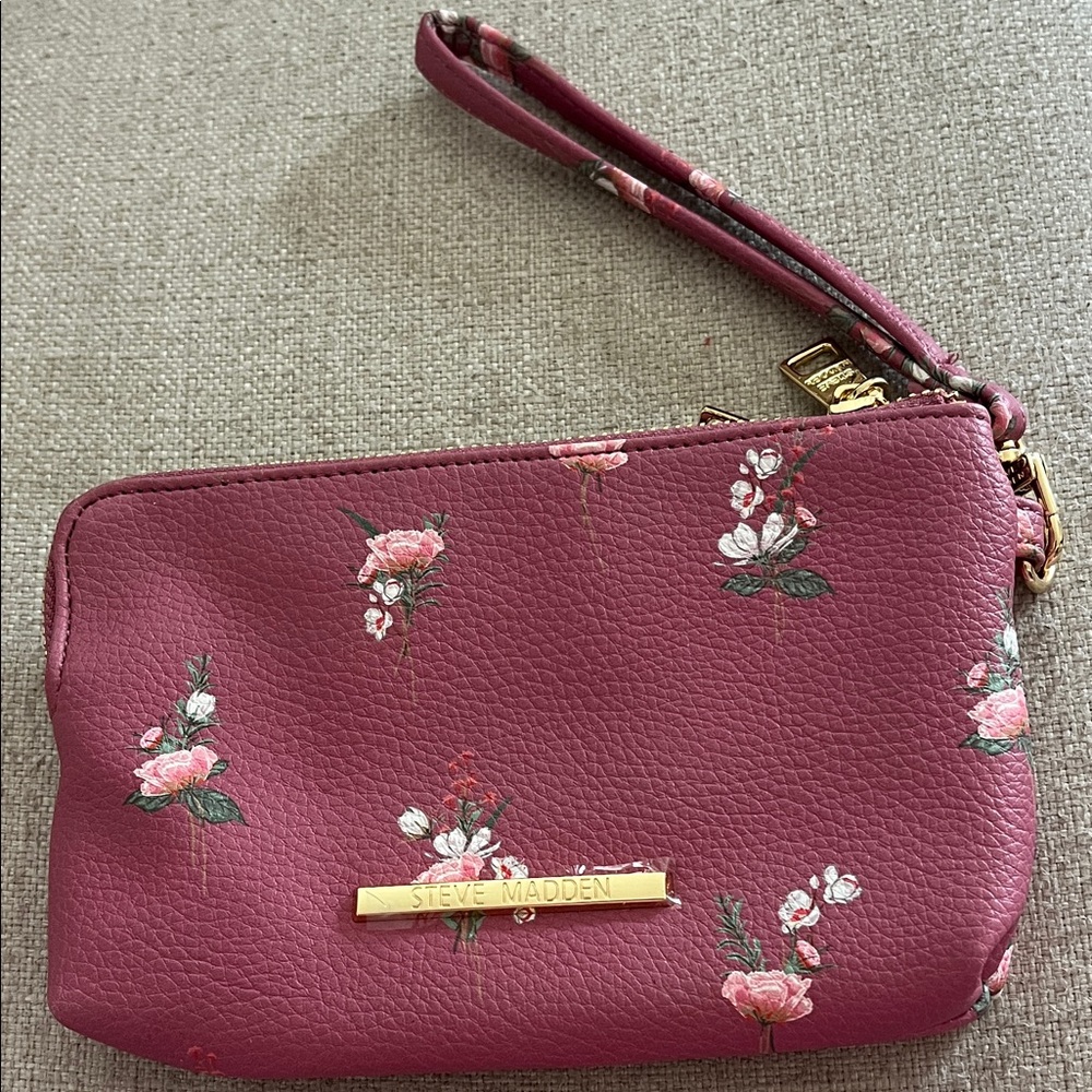 Steve Madden wristlet purse bag clutch two zippers NWT